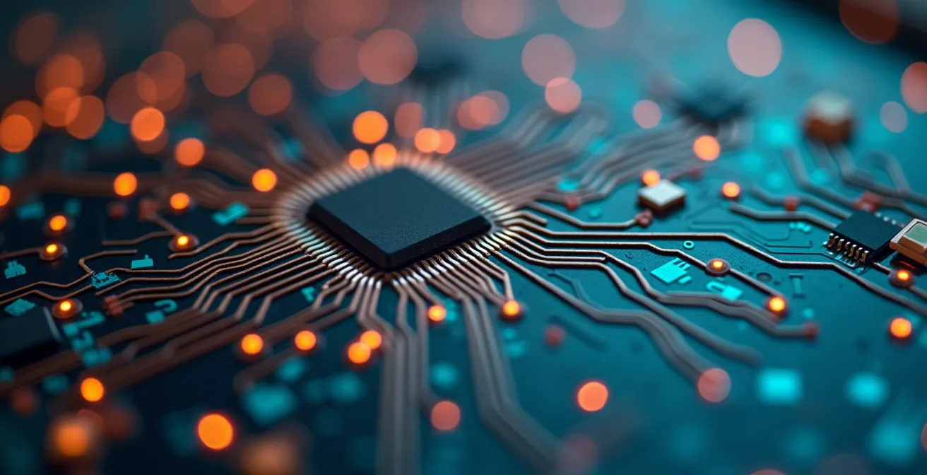 Makroaufnahme technologischer Sensoren für Trendfrüherkennung