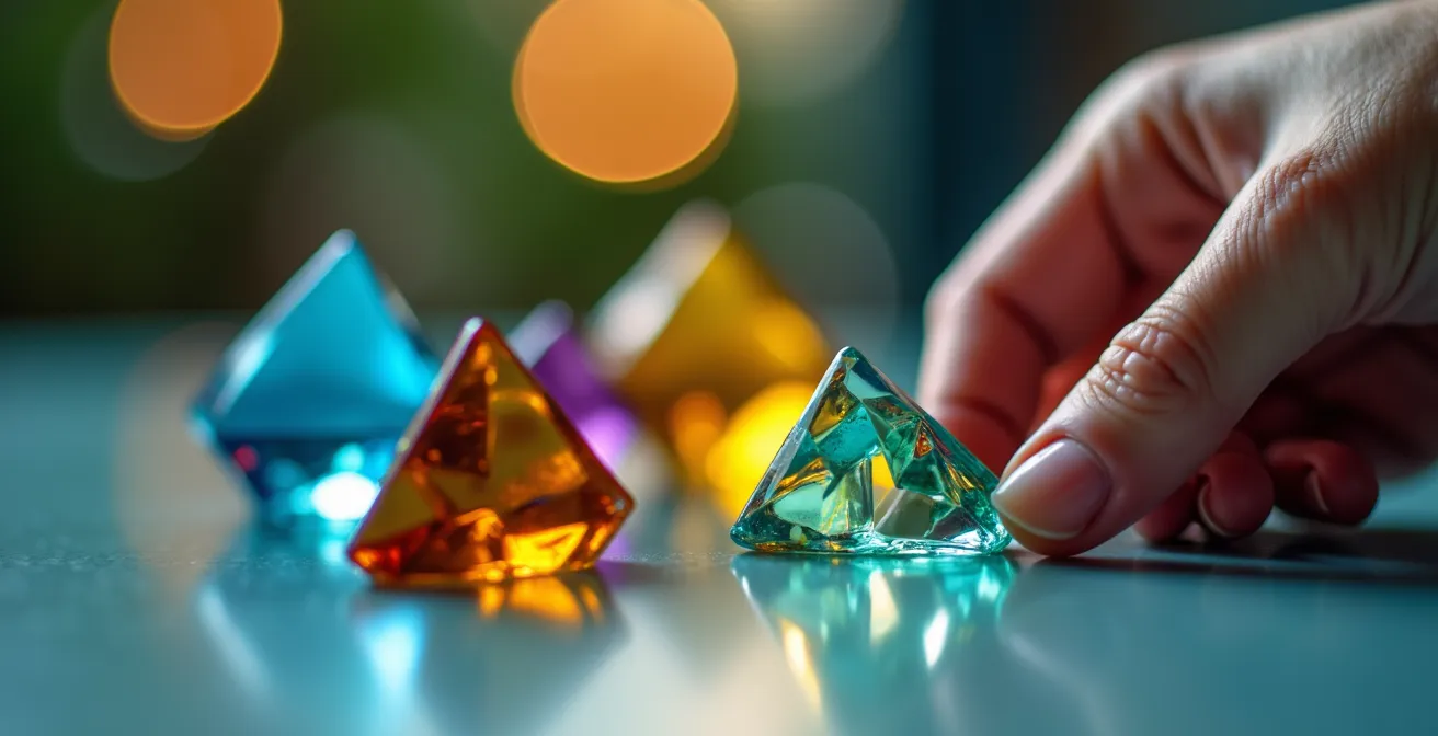 Detailaufnahme von Händen, die abstrakte Wirtschaftsmuster auf Glasoberfläche analysieren