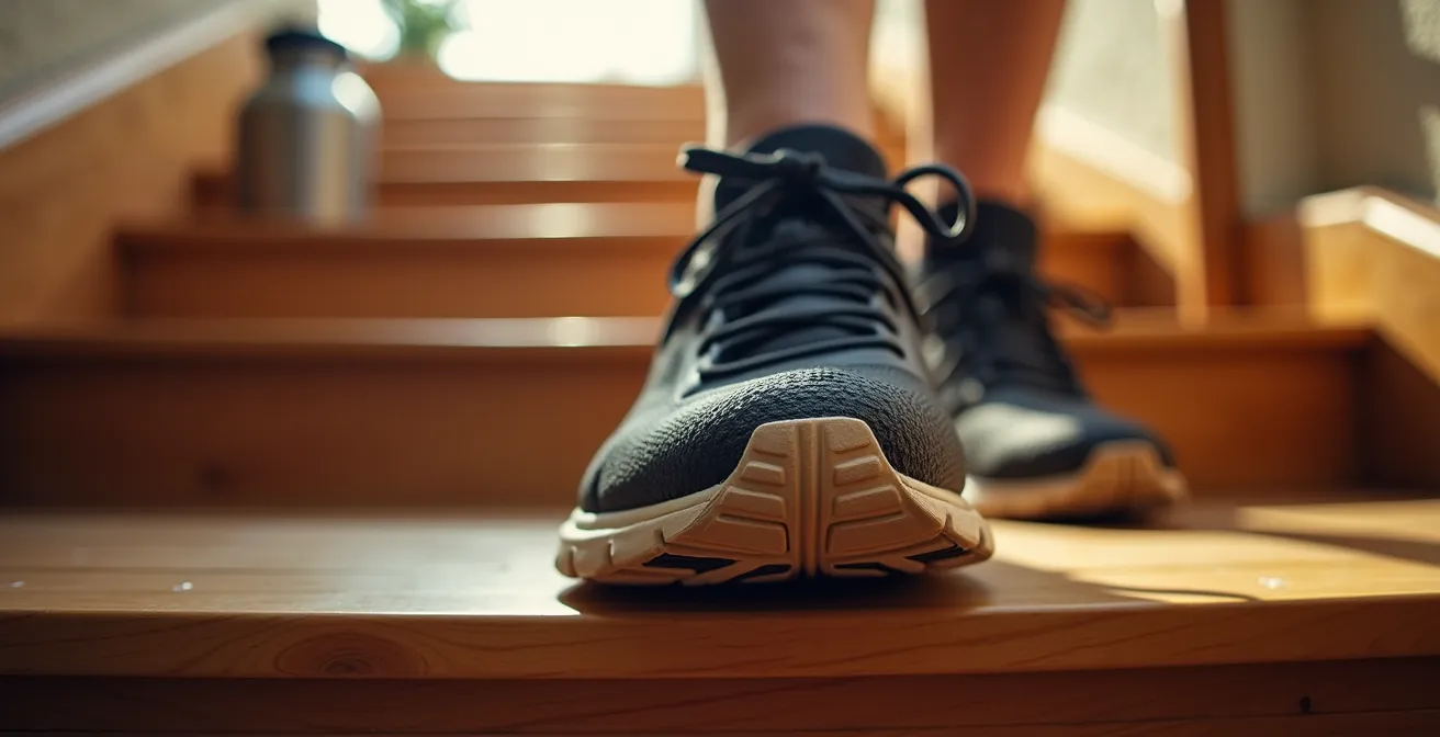 Treppensteigen im deutschen Bürogebäude als Gesundheitsroutine