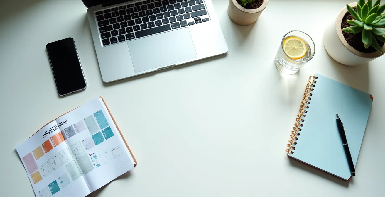 Moderne digitale Gesundheitsakte und Vorsorgeplanung auf einem Schreibtisch