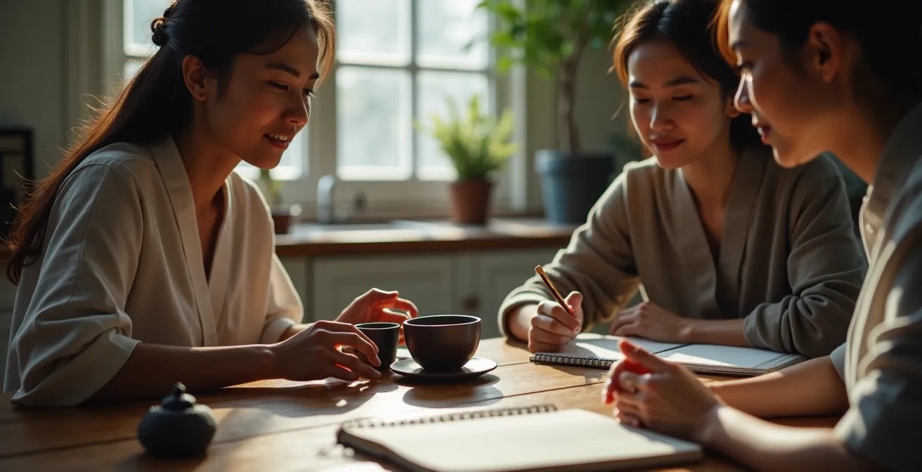 Kulturelle Vorbereitung zu Hause durch Kontakt mit Diaspora-Gemeinschaften und Sprachaustausch am Küchentisch.